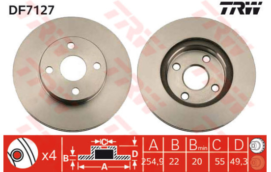 Brake Disc DF7127 TRW