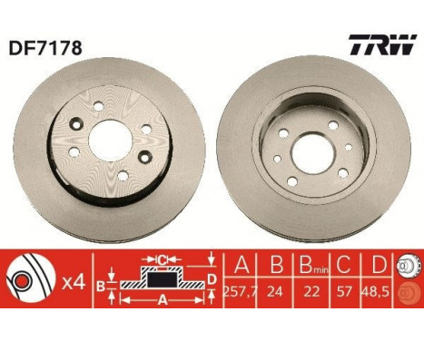 Brake Disc DF7178 TRW, Image 3