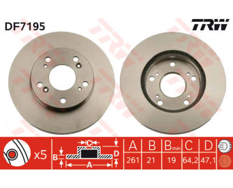 Brake Disc DF7195 TRW