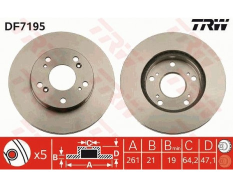 Brake Disc DF7195 TRW, Image 2