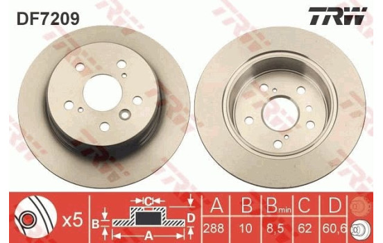 Brake Disc DF7209 TRW, Image 3