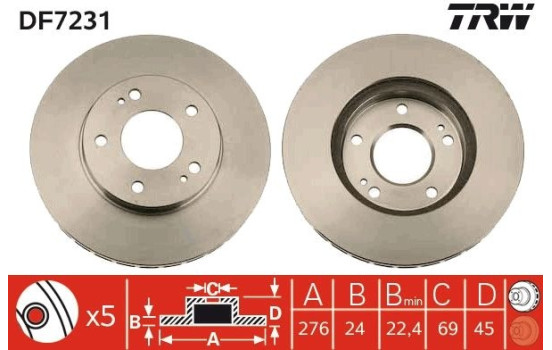 Brake Disc DF7231 TRW, Image 2