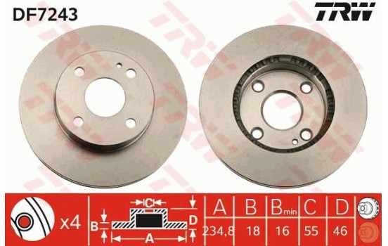Brake Disc DF7243 TRW, Image 2