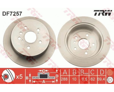 Brake Disc DF7257 TRW, Image 2