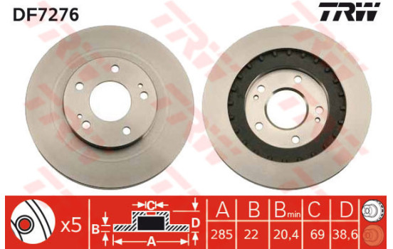 Brake Disc DF7276 TRW