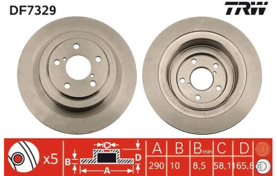 Brake Disc DF7329 TRW, Image 2