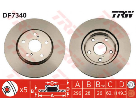 Brake Disc DF7340 TRW