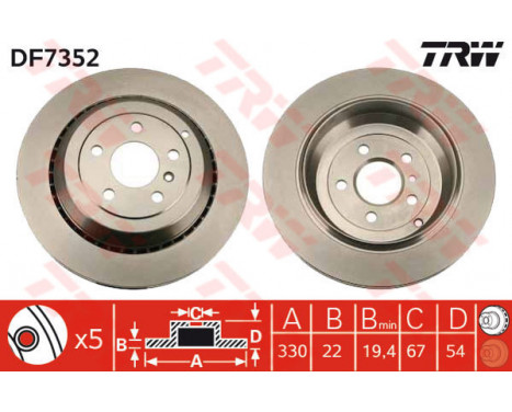 Brake Disc DF7352 TRW