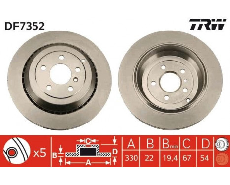 Brake Disc DF7352 TRW, Image 2