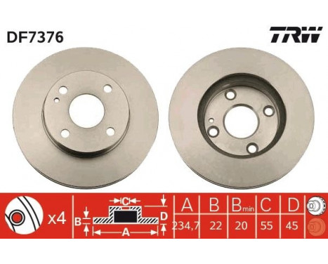 Brake Disc DF7376 TRW, Image 2