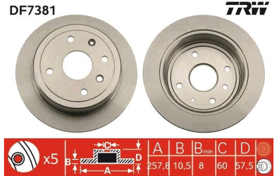 Brake Disc DF7381 TRW, Image 2