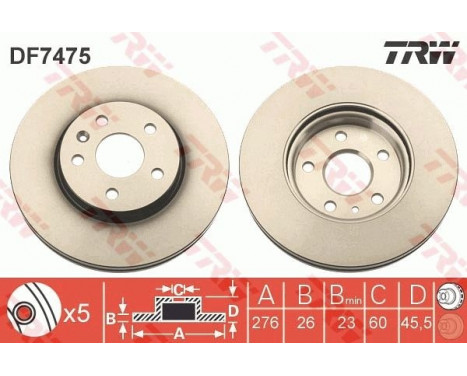 Brake Disc DF7475 TRW, Image 3