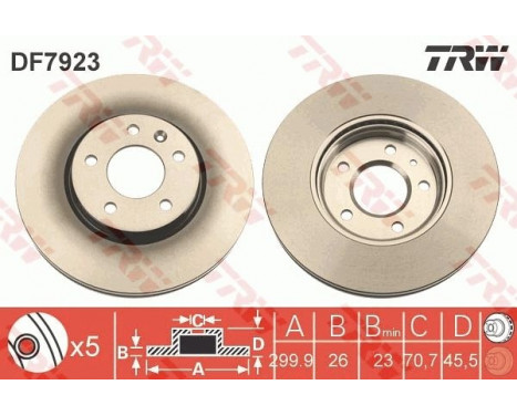 Brake Disc DF7923 TRW, Image 2