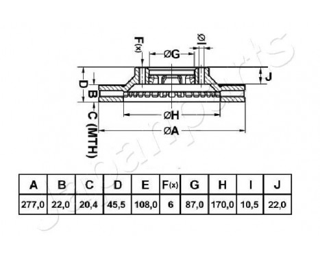 Brake Disc DI-H02 Japanparts, Image 2