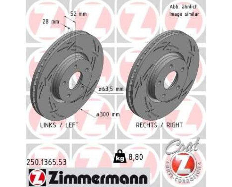 Brake disc FORD BLACK Z ECE R90 approved 250.1365.53 Zimmermann