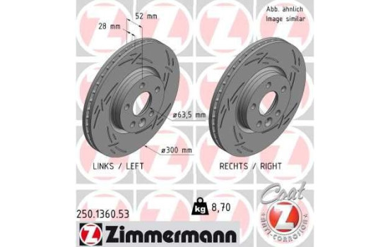Brake disc FORD/VOLVO/LANDROVER BLACK Z ECE R90 250.1360.53 Zimmermann