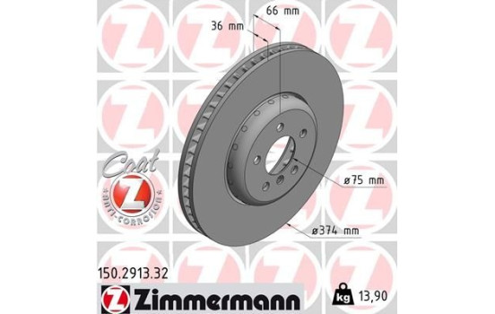 Brake Disc FORMULA F COAT Z 150.2913.32 Zimmermann