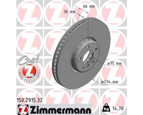 Brake Disc FORMULA F COAT Z 150.2915.32 Zimmermann, Image 2