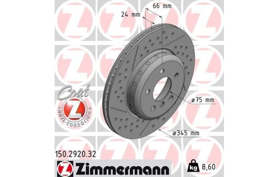 Brake Disc FORMULA F COAT Z 150.2920.32 Zimmermann