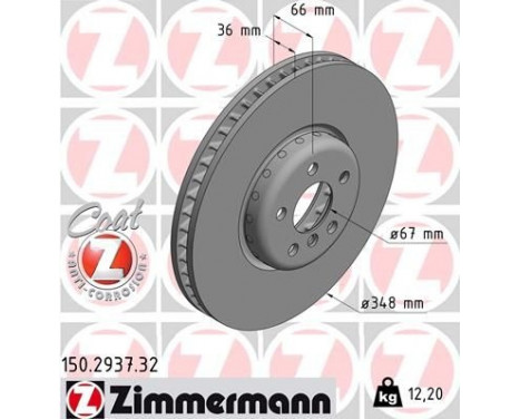 Brake Disc FORMULA F COAT Z 150.2937.32 Zimmermann, Image 2