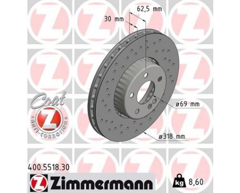 Brake Disc FORMULA S COAT Z 400.5518.30 Zimmermann