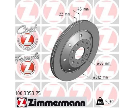 Brake Disc FORMULA Z BRAKE DISC 100.3353.75 Zimmermann, Image 2