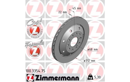 Brake Disc FORMULA Z BRAKE DISC 100.3354.75 Zimmermann, Image 2