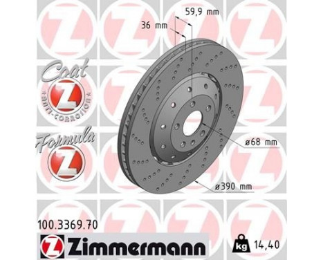 Brake Disc FORMULA Z BRAKE DISC 100.3369.70 Zimmermann, Image 2