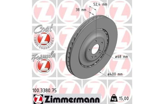Brake Disc FORMULA Z BRAKE DISC 100.3380.75 Zimmermann, Image 2