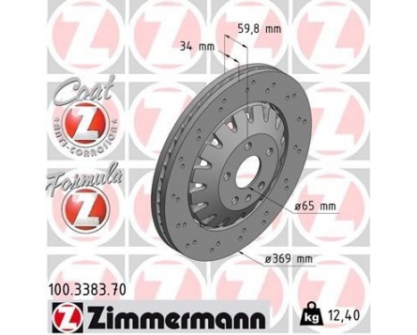 Brake Disc FORMULA Z BRAKE DISC 100.3383.70 Zimmermann, Image 2
