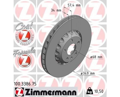 Brake Disc FORMULA Z BRAKE DISC 100.3386.75 Zimmermann, Image 2