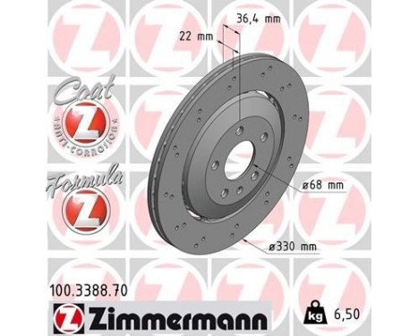 Brake Disc FORMULA Z BRAKE DISC 100.3388.70 Zimmermann, Image 2