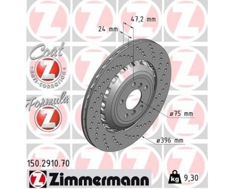 Brake Disc FORMULA Z BRAKE DISC 150.2910.70 Zimmermann, Image 2