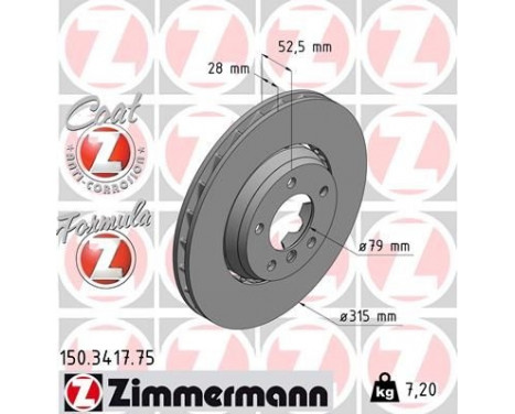 Brake Disc FORMULA Z BRAKE DISC 150.3417.75 Zimmermann, Image 2