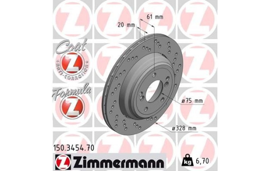 Brake Disc FORMULA Z BRAKE DISC 150.3454.70 Zimmermann, Image 2