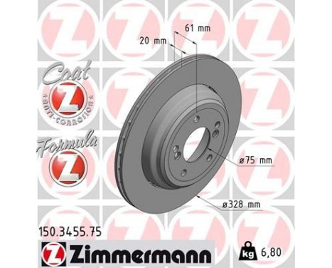 Brake Disc FORMULA Z BRAKE DISC 150.3455.75 Zimmermann, Image 2