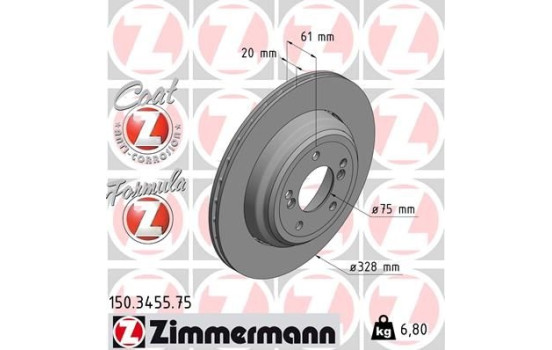 Brake Disc FORMULA Z BRAKE DISC 150.3455.75 Zimmermann, Image 2