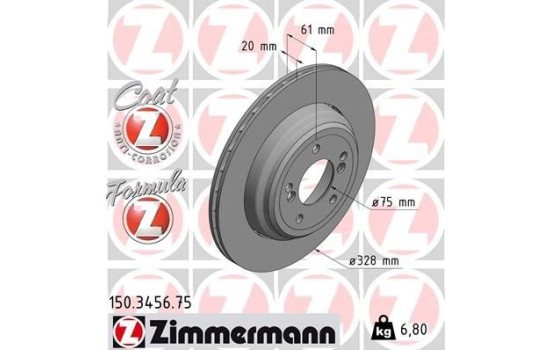 Brake Disc FORMULA Z BRAKE DISC 150.3456.75 Zimmermann, Image 2