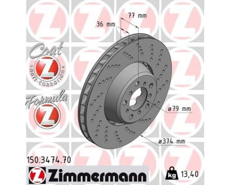 Brake Disc FORMULA Z BRAKE DISC 150.3474.70 Zimmermann, Image 2