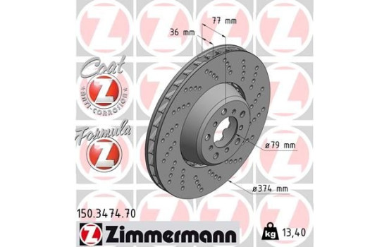 Brake Disc FORMULA Z BRAKE DISC 150.3474.70 Zimmermann, Image 2
