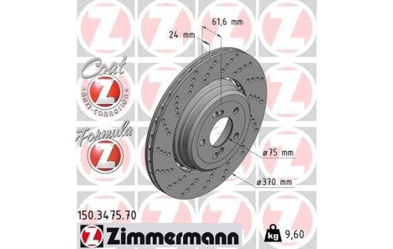 Brake Disc FORMULA Z BRAKE DISC 150.3475.70 Zimmermann, Image 2