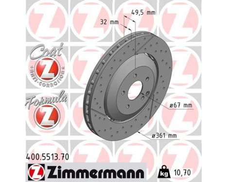 Brake Disc FORMULA Z BRAKE DISC 400.5513.70 Zimmermann