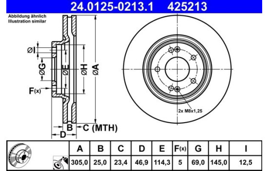 Brake disc HYUNDAI / KIA 24.0125-0213.1 ATE