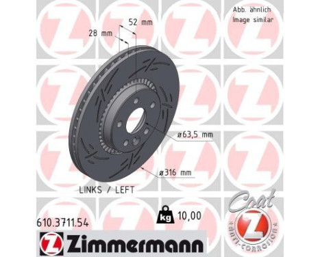 Brake disc left 610.3711.54 Zimmermann