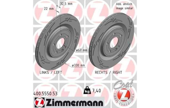 Brake disc MERCEDES BLACK Z ECE R90 approved 400.5550.53 Zimmermann