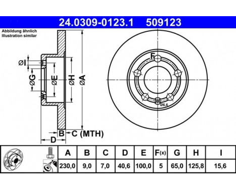 Brake Disc PowerDisc 24.0309-0123.1 ATE, Image 3