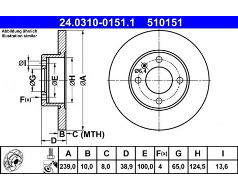 Brake Disc PowerDisc 24.0310-0151.1 ATE, Image 2