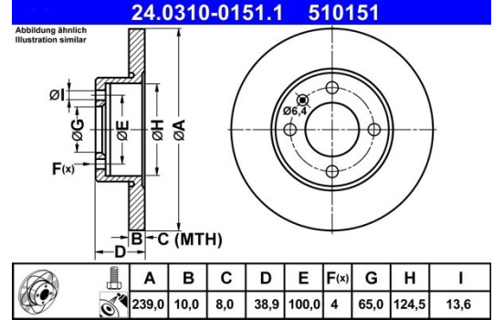 Brake Disc PowerDisc 24.0310-0151.1 ATE, Image 2