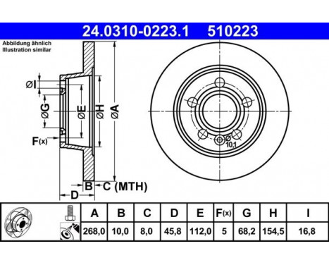 Brake Disc PowerDisc 24.0310-0223.1 ATE