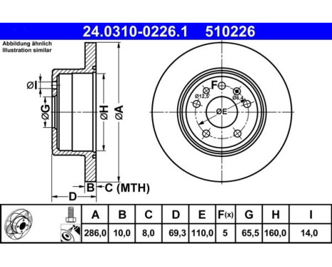 Brake Disc PowerDisc 24.0310-0226.1 ATE, Image 2